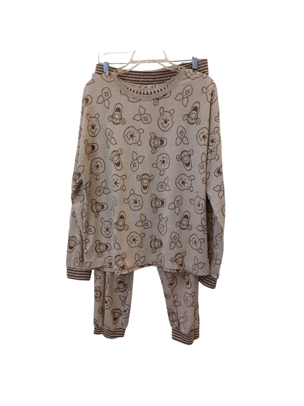 Disney Womens Large Pajamas Lounge Set Tigger Pooh Long Sleeve & Pants #Z-37
